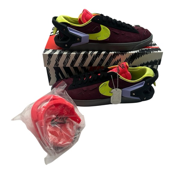 Nike‎ Blazer Low/ACRNM Shoes Size Mens 8 Womens 9.5 Night Maroon/Lemon Sneakers